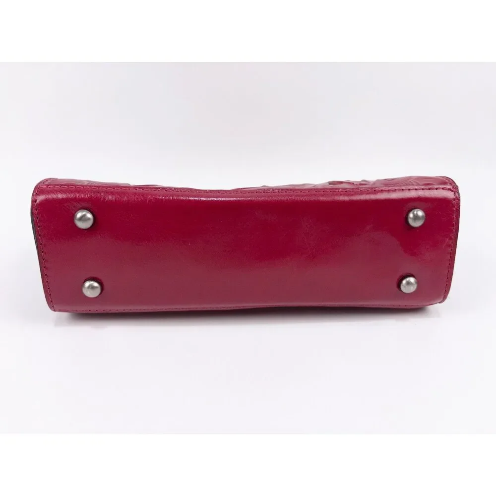 Patricia Nash Bovino Burgundy Red Tooled Leather Frame Satchel NWT
